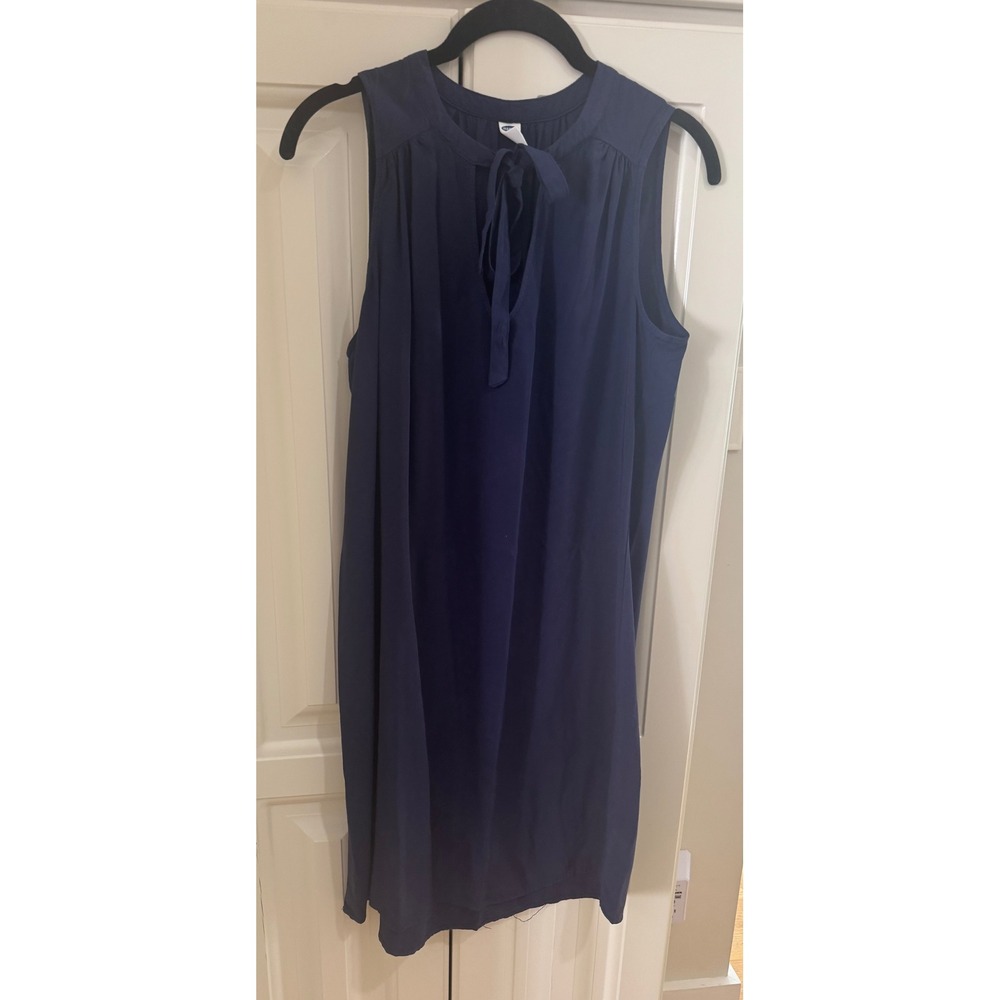 Old Navy Navy Blue Sleeveless Tie Neck Casual Mini Dress Size Small EUC